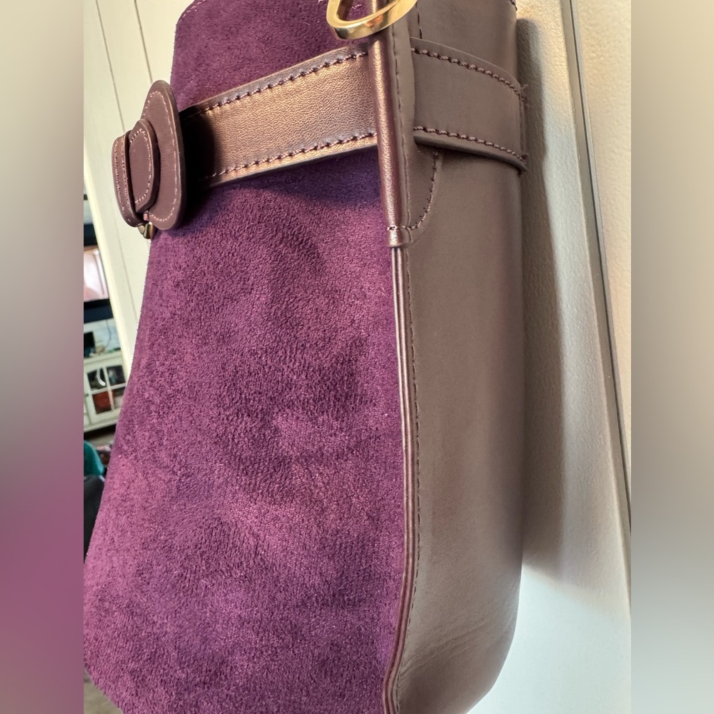 NWOT Elegant Purple Suede Women's Bag - Picture 3 of 15